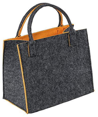 LaFiore24 Hochw. Filztasche Einkaufstasche Filz Shopper Festival Damen Handtasche grau-orange