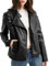 BELLIVERA Donna Giacca in ecopelle corta con zip anteriore Trendy Primavera Autunno Moto Cappotto SS817 Nero S