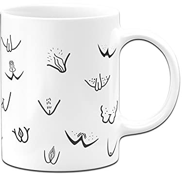 Tassenbrennerei Original - Yoni Tasse mit Vagina Abildungen - Vulva - Lustige Kaffeetasse, Geschenk für eine Kollegin