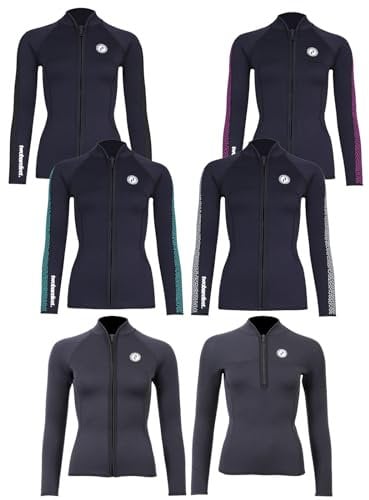 Two Bare Feet Women's Heritage Neoprene Wetsuit Jacket — Front Zip Surf Top for Swimming, Paddleboarding & Watersports | Lightweight, Flexible & Warm (Heritage Full Zip, XL)
