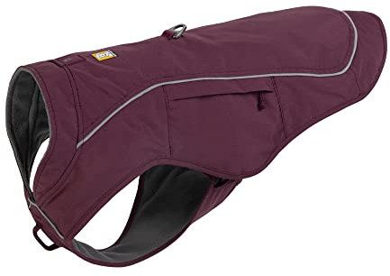 RUFFWEAR Overcoat Fuse 2-in-1-Kombination aus Hundemantel und -Geschirr, mit Fleece Gefütterte Hundejacke, Purple Rain, X-Small