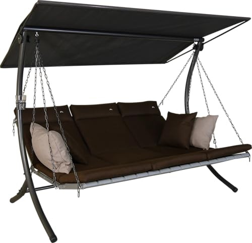 ANGERER Hollywoodschaukel Luxus Smart braun | Gartenschaukel Made in Germany, Schaukel zum Sitzen, Liegen und Entspannen, inklusive Bett-Funktion, einfache Montage