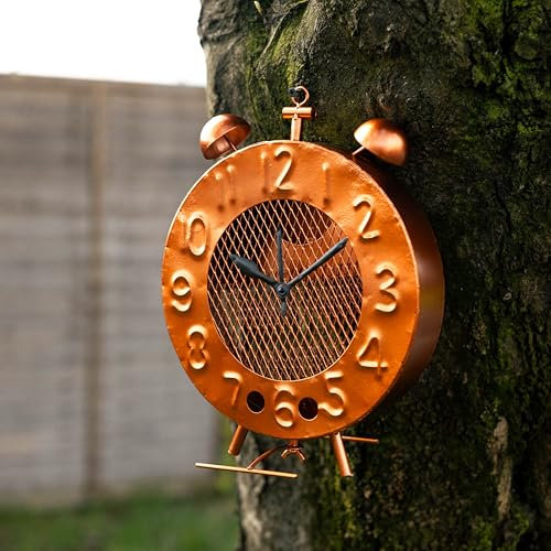 Garden Mile Hanging Clock Wild Bird Feeder Free Standing Metal Bird Feeders for Small Birds Feeding Station Garden Ornaments Outdoor Decorative Accessories