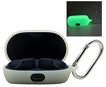 Glow Case for Jabra Elite 7 Pro/Elite 7 Active (Glow in Dark),Fluorescence Silicone Case for Item Finder Headphone Case Cover,Luminous Holder with Keychain Carabiner,Glow Green