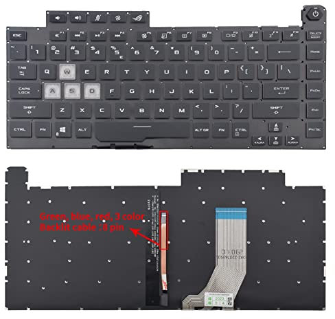 SUNMALL Tastiera di ricambio compatibile con Asus ROG G512 G531GD G531GT G531GU G531GV G531GW G532 GL531 (la retroilluminazione è a otto punti)