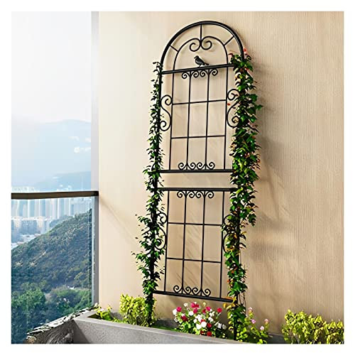 Gartenspalier Rankhilfe Gitter Metall Mit Verspielten Design, 185 cm, 210 cm, 230 cm Rankgitter Für Topfpflanzen, Balkon, Terrasse, Schwarz Weiß (Color : Noir, Size : 185cm/72.8in)