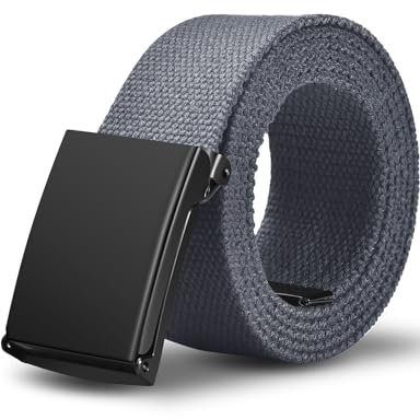 LXMY Gürtel Herren,Herren Gürtel Ohne Löcher,Stufenlos Verstellbar Canvas Stoff Gürtel Herren,Der Outdoor Business Arbeitsgürtel Passt überall Hin(Grau)