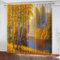 LUDSOL 3D Goldener Wald Muster Vorhänge Grassee Verdunkelung mit Ösen Vorhänge Kälteschutz Thermo Gardinen 245×140cm 2 Stücke (HöhexBreite) für Fenster Home Dekoration