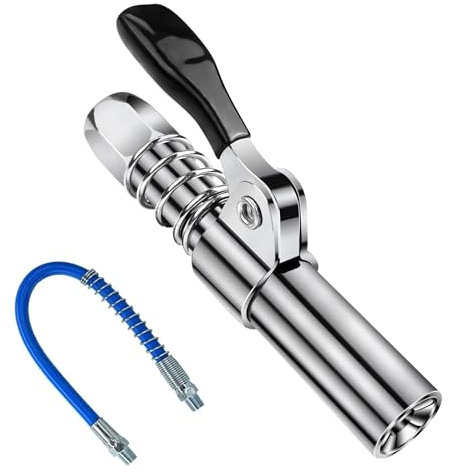 Ceisazira Embout Pompe a Graisse Manuelle, Coupleur Pistolet à Graisse pour Tous Types, Embout Graissage Original G Coupler, Pompe à Graisse Pistolet, Embout pour Graisseur avec Tuyau de 30cm