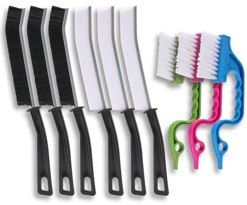 9 cepillos de limpieza para grietas, cepillo para huecos de baño, herramientas de limpieza de ranuras de mano, herramienta multifuncional de limpieza de grietas, kit de cepillos de limpieza de cocina