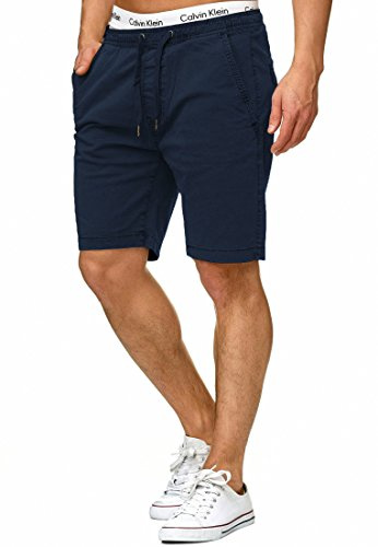 Indicode Herren Kelowna Chino Shorts mit 4 Taschen aus 98% Baumwolle | Bermuda Sommershorts für Männer Navy, XL