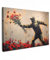 MuchoWow© Wandbilder 60x40 cm Wohnzimmer Wanddeko Schlafzimmer Zimmerdeko Wandgemälde Zimmer Deko auf Wand Dekoration Wall Art Street art - Mann - Blumen - Rot - Graffiti - Banksy