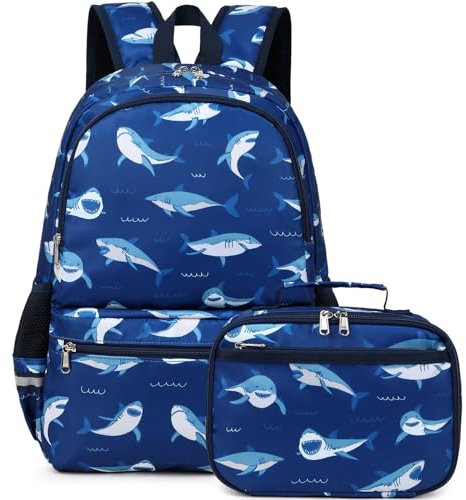 DSIUE Mochilas escolares para niñas y niños, Tiburón C, 12.2 inches (L) x 17 inches (H) x 5.9 inches (W), Personalizado