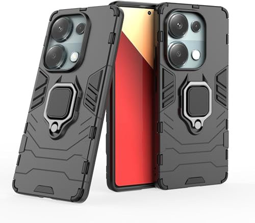 Cover per Xiaomi Redmi Note 13 Pro 4G / Poco M6 Pro 4G con Anello, Custodia Supporto Magnetica Rigida Resistente Antiurto Doppio Strato Protettiva Calamita (Xiaomi Redmi Note 13 Pro 4G, Nero)