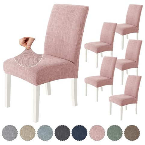Ystyle Housse De Chaise 6 Pièces, Housse Chaise Salle À Manger Élastique, Couvre Chaise Moderne Extensible, Lavable Protection Chaise, Universel Housse pour Chaise Mariage, Rose