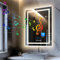 LUVODI Badspiegel mit Beleuchtung Bluetooth: 90x70 cm LED Badezimmerspiegel mit Hintergrundbeleuchtung Frontbeleuchtung, Uhr, Wetterstation, 4 Touchschalter, Steckdose, Dimmbar, Beschlagfrei