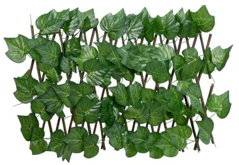 Gitterzaun Weidezaun Bauzaun Hundegitter Wohnung - Rankgitter mit Künstlichem Weinlaub Erweiterbar Grün 180x20 cm für Terrasse Draußen Garten Wohnung