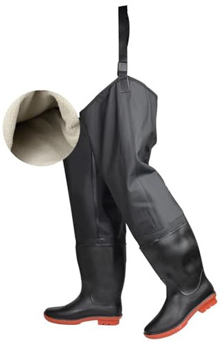 IBOWZ Waders Pesca Stivali da Pesca in PVC da Uomo, Stivali da Caccia Impermeabili con Lacci Regolabili e bloccabili, 31,5 Pollici