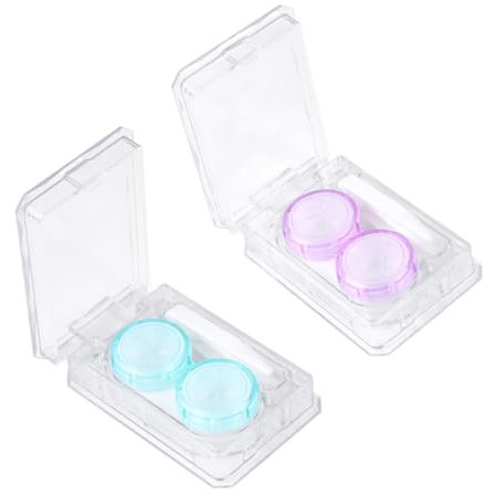 Healeved 2pcs Lens Case Lens Storage Box Container Holder for Contacts Cleaning Case Blue for Daily Use