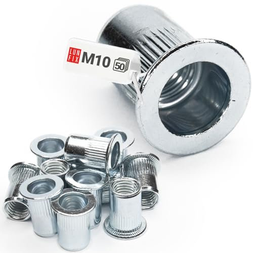 Stahl Blindnietmuttern Flachkopf-Gewindeeinsätze Flachkopf M10 50szt