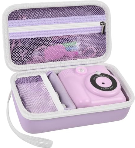 Grapsa Kids Instant Print Camera Case, Travel Storage Bag for Girls Boys | for CHRERN for Hangrui for HiMont for OPERHOO for ASTGMI for DDULEOG for Amzelas, Wrist Strap, Partitioned Storage, Purple