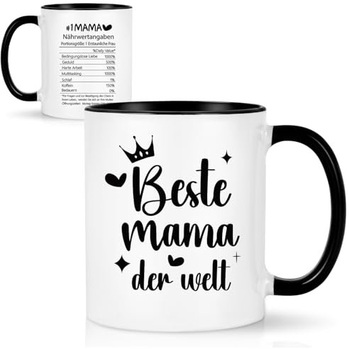 Joymaking Tasse Beste MAMA der Welt, unterschiedlicher beidseitiger Druck Geschenkidee für MAMA zum Geburtstag, Muttertag, Weihnachtsgeschenke für Mama, Muttertagsgeschenk Kaffeetasse, 320ml Schwarz