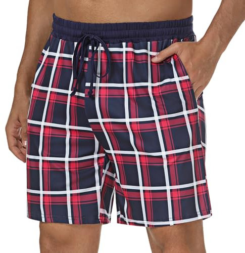 Marvmys Bas De Pyjama Short Homme Coton Pantalon De Pyjama à Carreaux Pantalon Court De Pyjama Homme Pantalon De Pyjama Élastique Avec Poches L