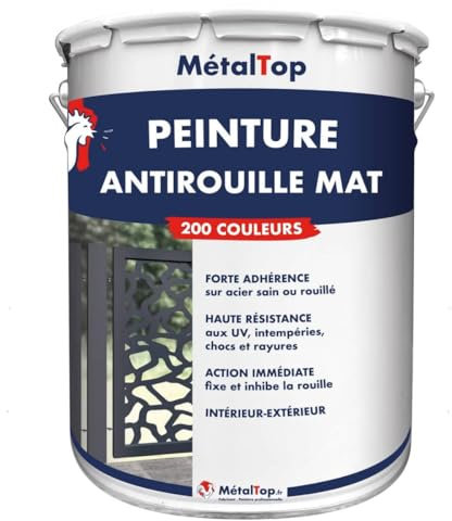 Metaltop - Peinture Antirouille Mat - Rouge basque - RAL 3004 - Pot 1 L