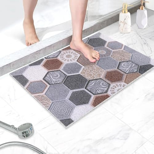 Alfombrilla de ducha de 40 x 60 cm, antideslizante, antimoho, para ducha interior, textura suave, alfombra de baño de lufa para suelo, lavable de secado rápido