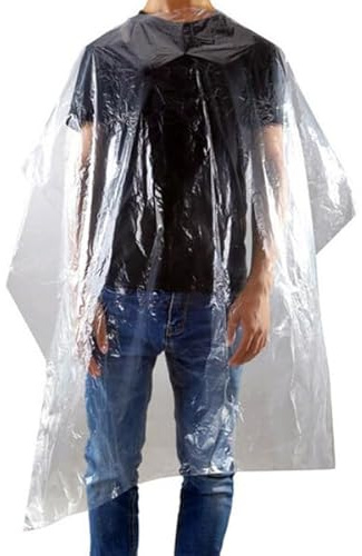 Lot de 100 peignoirs jetables en plastique PE Transparent 150 x 120 cm, transparent, 150x120 Centimetres