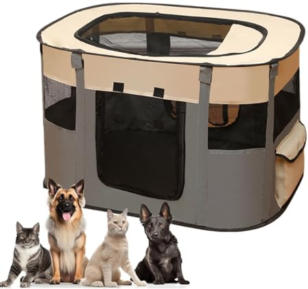 Recinto para animales domésticos – Barrera plegable para perros, portátil para cercado | Barrera para mascotas de interior, área de juego para cachorros de exterior, recinto ligero para cuc