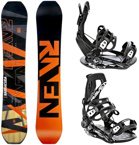 Raven Snowboard Set: Snowboard Barracuda Carbon Orange + Bindung Fastec FT360