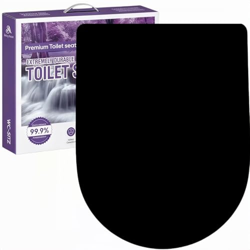 Solng Aldoih D Shaped Soft Close Toilet Seat, Black
