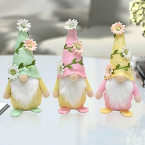 RNPKZ Wichtel Frühling Deko, 3 Stück Stehende Niedliche Wichtel, Deko Frühling WichtelFiguren,Frühlingswichtel Osterwichtel Frühlings WichtelTischdeko Frühlingsdeko Geschenke für Kinder Mama Muttertag