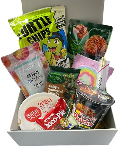 Korean Food & Snack Gift Box – Assorted Korean Noodles, Rice, Snacks & Drink – Convenience Meal Hamper
