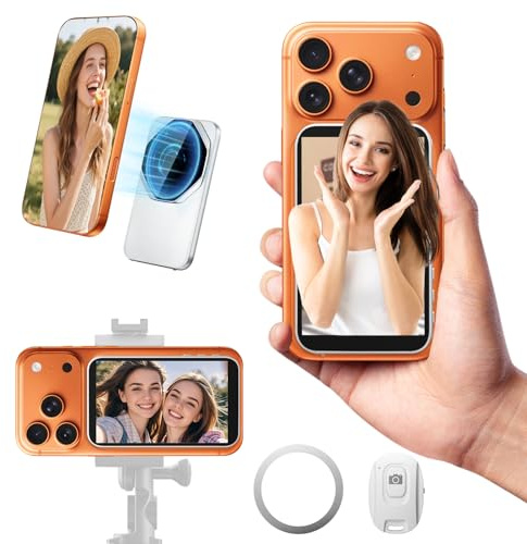 ZeeSunMm Handy Selfie Monitor für iPhone & Android – 4K Selfie Monitor iPhone mit 3,97 Bildschirm, Bluetooth-Fernbedienung, Magnetring & Langzeit-Akku für Vlog, Live-Stream & TikTok
