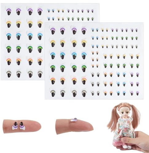 PH PandaHall Ojos autoadhesivos de resina 3D, 96 pares de calcomanías pequeñas para manualidades, 6 colores, ojos de animales, coloridos adhesivos de ojos de dibujos animados para marionetas de