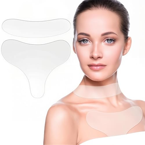 2 Pièces Coussinets de Poitrine en Silicone, Masque pour le Cou, Patchs Anti-rides en Silicone Réutilisables, Patch Anti Rides Cou, Coussinets Anti-rides pour la Poitrine, pour Femmes Filles