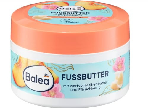 Balea Fußbutter mit Sheabutter & Pfirsichkernöl – 150 ml – Intensive Fußpflege für trockene und beanspruchte Füße