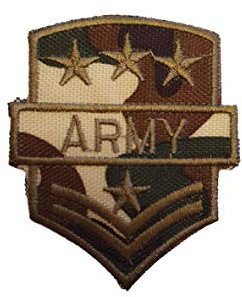Fat-catz-copy-catz Camouflage Military Army Three Stars Ranking Iron on Sew on Embroidered Badge Applique Motif Patch