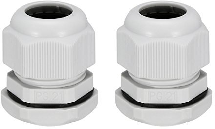 sourcing map 2Pcs PG21 Cable Gland Waterproof Connector Plastic Wire Glands Joints White for 13-18mm Dia Wires