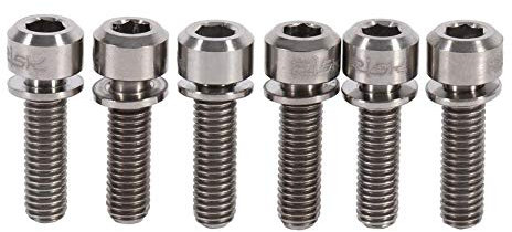 6 Stücke Fahrrad Vorbau Schrauben, Titanium Legierung Fahrrad Hex Kegelkopf Schrauben Top Cap Abdeckschraube mit Unterlegscheiben für Mtb Fahrrad(Titan)