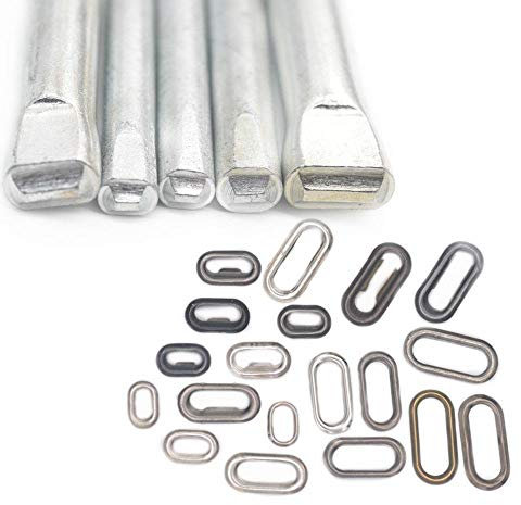 micoshop 1 Werkzeug + 20 Ösen Ösen Ösen Ovalform mit Unterlegscheiben für Taschen, Geldbeutel, Leinen, Schuhe, Kleidung, Handarbeit, Messing, 5 Größen 6x20mm Bronze