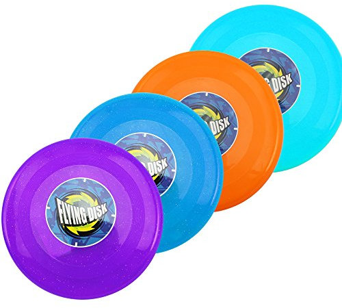 com-four® 4X Frisbee per Bambini e Adulti - Disco da Lancio Anche per Cani - Frisbee 22 cm - Disco Volante dai Colori Vivaci [la Selezione Varia] (4 Pezzi - Frisbee - 22,5 cm)