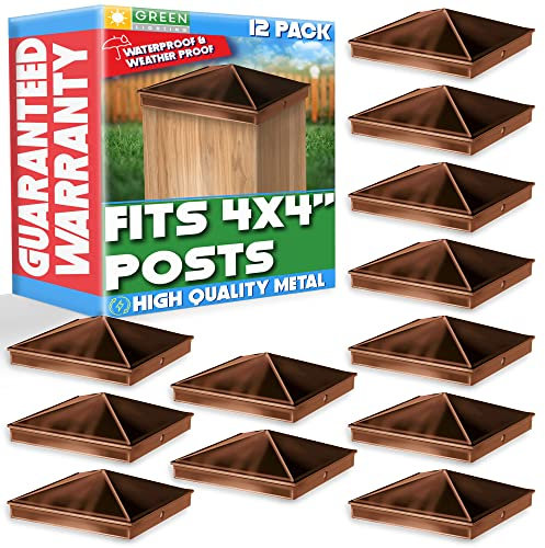 GreenLighting Aluminium-Pfostenkappe für Nominale Holzpfosten (Braun, 12 Stück)