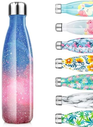 Bouteille d'eau en Acier Inoxydable avec Isolation par Double Paroi Gourdes 350/500/750ml, Bouteilles Isothermes Réutilisable sans BPA Garde Froid 24h ou Chaud 12h Gourde Isotherme Enfant Sport Voyage