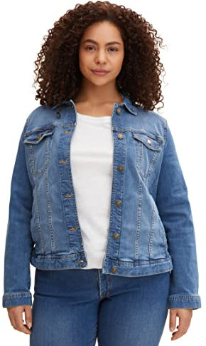 TOM TAILOR Damen Plussize Jeansjacke im Washed-Look