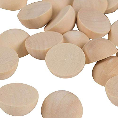 Sanmum Halbkugeln Weihnachtskugel Holz Christbaumkugeln Dekokugeln Holzkugeln Holzperlen Bastelperlen für DIY Basteln Hochzeit Weihnachten Ornamente (20Stk/40mm)