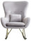 Wohnling Schaukelstuhl Samt/Metall Hellgrau 74x101x89 cm mit goldenen Beinen, Polster Schwingstuhl Modern, Stillsessel Relaxstuhl Schwingsessel 120 kg