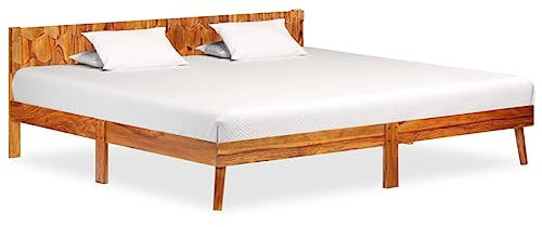 vidaXL Sheesham-Holz Massiv Bettgestell Vintage Doppelbett Holzbett Bett Futonbett Massivholzbett Bettrahmen Schlafzimmerbett 200x200cm
